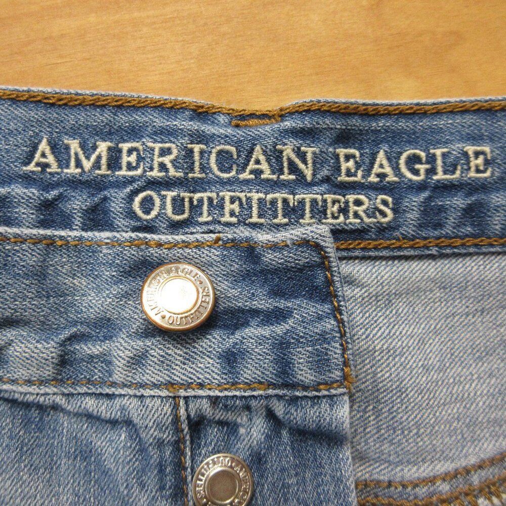 AMERICAN EAGLE Hi-Rise Festival Jean Shorts Sz 6 Frayed Hem Ripped Denim Jorts - Picture 3 of 15